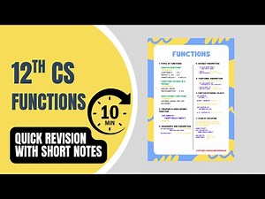 Functions in Python with Short Notes | Quick Revision | Class 12 CS CBSE | Rajnath Prasad