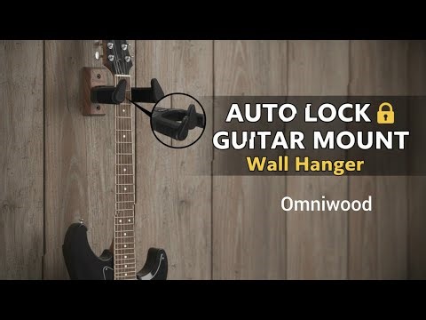 Omniwood Auto Locking Guitar Wall Mount | Safe Wooden Guitar Hanger for Acoustic & Electric Guitars