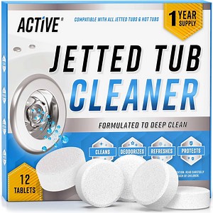 Active Jetted Spa Tub Cleaner Tablets for Whirlpool, Jacuzzi, Bathtubs, 12 Count, 1 Pack