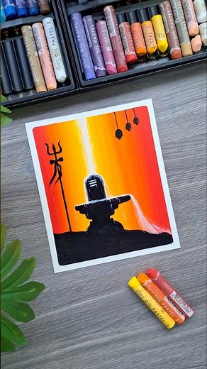 Powerful Lord Shiva Painting 🔱 | Easy Oil Pastel Art | Shivling Art Tutorial