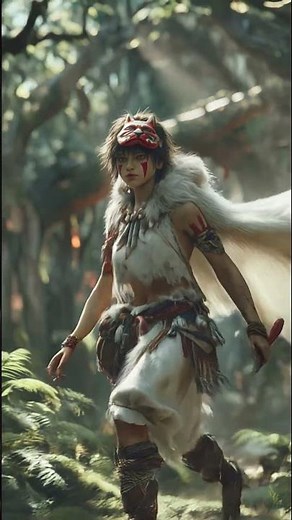 The mystical realm of Princess Mononoke navigating a magnificent forest