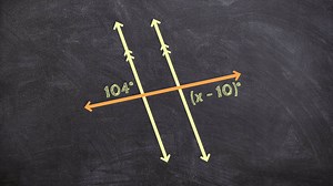 Solving for x using two parallel lines and a transversal - Free math videos
