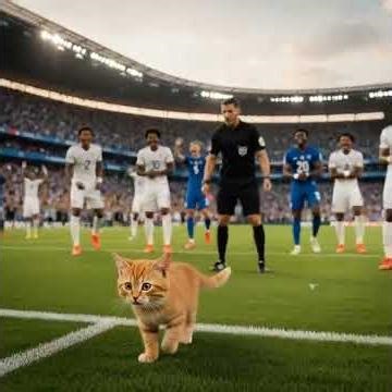“Cat Invades Football Field! 🐱⚽ The Cutest Match Interruption Ever!”