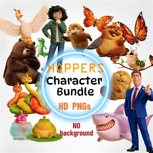 Hoppers Clipart PNG 17 Disney Pixar Hoppers 2026 Movie Images Beaver Character Sublimation, Digital Sticker Clip Art Instant Download 300DPI - Etsy