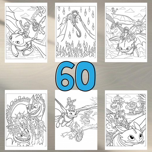 How to Train Your Dragon Coloring Book: 60 Pages (digital Download) - Etsy
