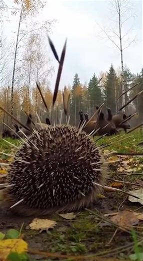 😳Wild Boars Surround a Hedgehog — It Spins and Fires Spikes Everywhere