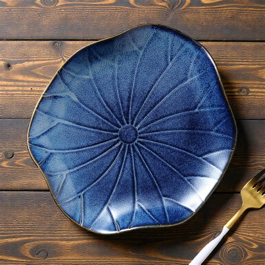 Japanese Blue Ceramic Leaf Plate Handmade Serving Dish Retro Tableware Dinner Salad Plate Spring Summer Gift for Housewarming Holiday - Etsy