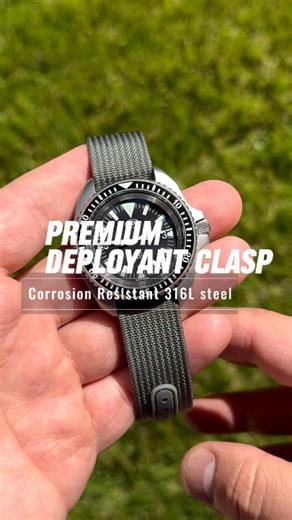 This one has been in the works for almost 6 months. I’ve redesigned the clasp to have a smaller clasp head (visible part), made it lower profile so its less bulky under the wrist, and changed the opening mechanism so that its more reliable and smoother to operate. I also made the retention pin slightly larger so that it engages the strap more securely. If you love the deployant nylon system, you are going to LOVE this. For now its only available in this wonderful sand-blasted finish and in 20mm 