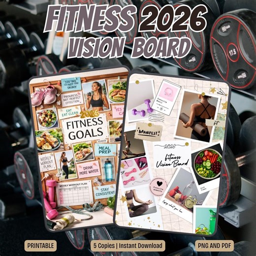 Fitness Vision Board 2026, Weight Loss Motivation, Workout Planner, Gym Inspiration, Healthy Habits, PDF, PNG. - Etsy Canada