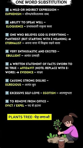 #onewordsubstitution 😱| 🅴 One Word Substitution 🎯 “Smart #vocabulary | E-letter Set 4” #wordmeaning