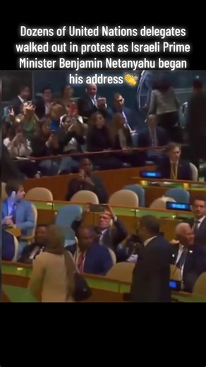 Many United Nation delegates walked out in protest of Israeli Prime Minister Netanyahu. #fyp #foryoupage #viral #fypシ