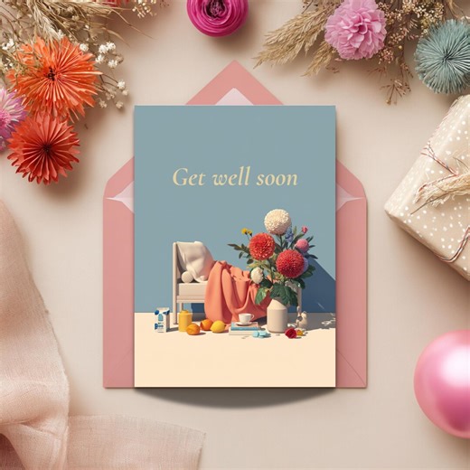 Get Well Soon Card Printable, Elegant Recovery Card, Floral Digital Download - Etsy