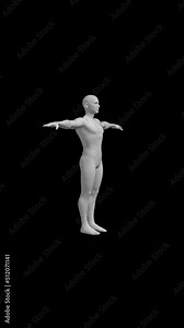 Human body scan laser. 3D 4k vertical animation