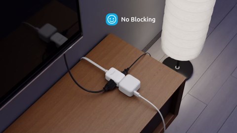 NUTICT 6FT Flat Extension Cord, Right Angle Plug & 3 Outlets, Three Prong Cord Extension with Surge Protector, ETL Listed, 13A/1625W, Ultra Thin Plug for Microwave, TV, Laptop, Behind Furniture, White