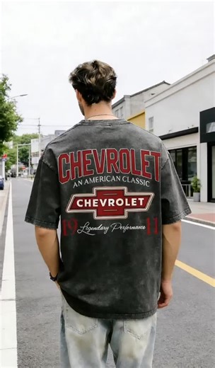 Vintage washed Chevrolet T-shirt, featuring the classic 1911 Chevrolet logo design, 100% cotton, American automotive-inspired sweatshirt, unisex loose-fitting streetwear pullover.#tee #streetwear #fashion #casual