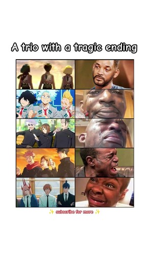 A beautiful trio cursed with a tragic ending #jujutsukaisen #chainsawman #myheroacademia #aot #fypシ
