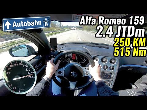 250 KM Alfa Romeo 159 2.4 JTDm - Highway test. V-max.