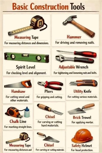 Construction tools and their functions. #construction #tools #building #workingtools #project