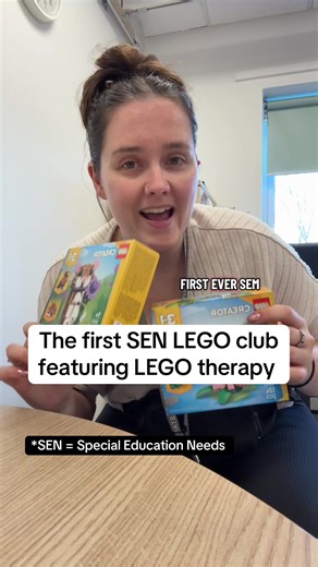 So weird filming content at work 😂 but today I did my first ever SEN LEGO club and we used LEGO therapy! 2 students with 1 member of staff assuming the role of the architect, the supplier or the builder. Working together as a team to get the LEGO set built. The LEGO builds themselves were also super fun and by the end of it I could really see the benefits. Make sure you follow along to see what we do next time! #LEGO
