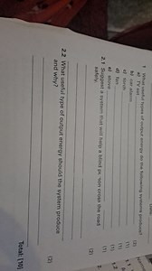 What useful types of output energy do the following systems pro... | Filo