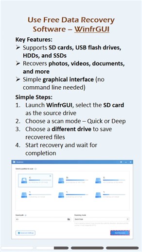 Recover files from an SD card for free without data loss. #sdcard #dataloss