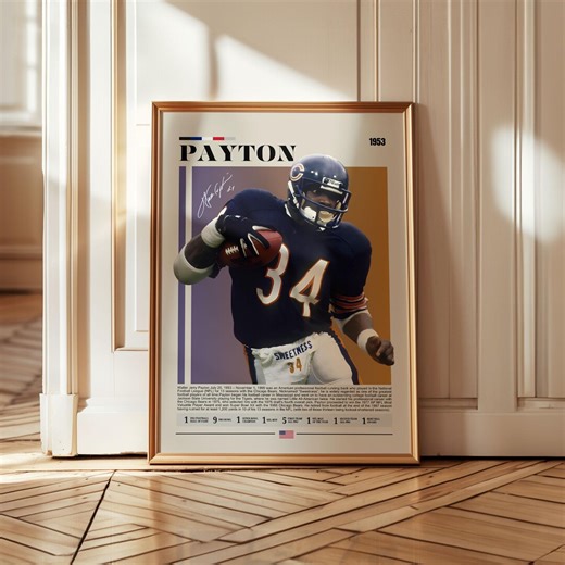 Walter Payton Poster, Sweetness Wall Art, Chicago Bears Print - Etsy
