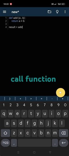 Python def function 🔥Simple addition programFollow @PythonWithShivam 📱