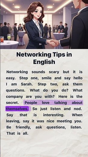 Networking Tips in English | English Reading and Listening Practice #englishforbeginners #workout