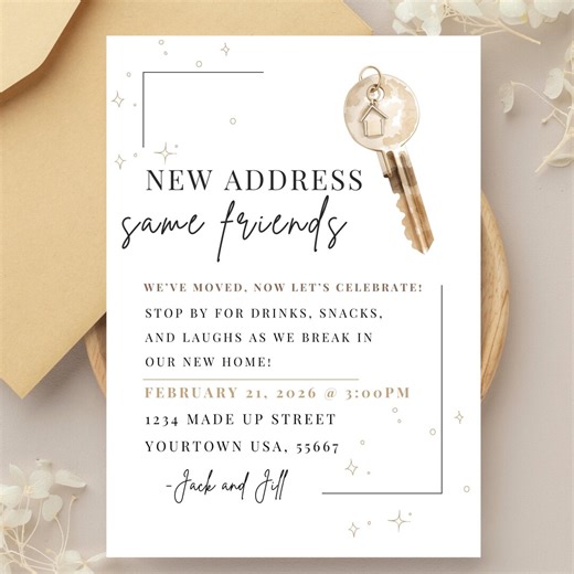 Housewarming Invite – New Address, Same Friends Housewarming Invitation – Editable Canva Template – Digital New Home Party Invite - Etsy