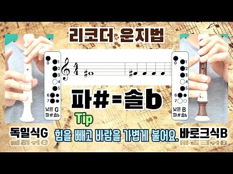 소프라노 리코더 운지법(독일식, 바로크식 / 리코더의 모든 음을 알려주지!)