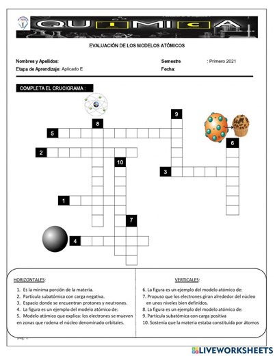 Modelos Atómicos free online worksheet