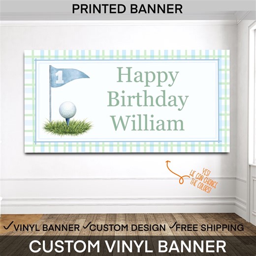 Golf Birthday Banner, Golf Theme Birthday Party Banner, Preppy Golf Birthday Sign, Happy Birthday Golf Banner, Golf Party Decor, Custom Golf - Etsy