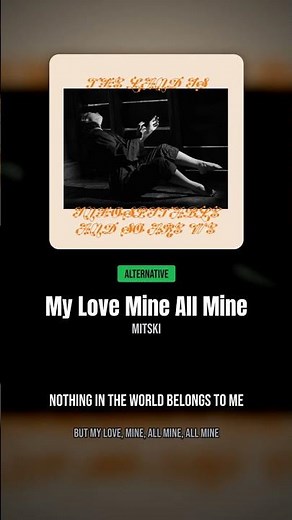 My Love Mine All Mine - Mitski (Letra/Lyrics) #shorts