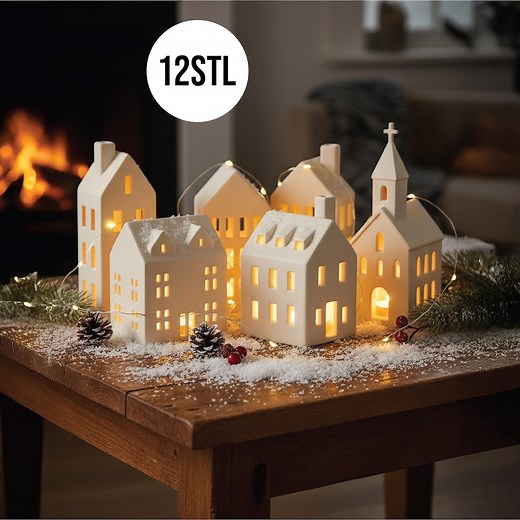 Magical Christmas Street, 3D Printable Winter Village Set, STL Files for LED Tealight Houses, Create Your Own Festive Mini Town Décor - Etsy
