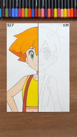 Guilherme Paiva | Desenhista | Barato vs caro usando lápis de cor no meu desenho da misty de Pokémon #Pintura #desenhando #pokèmon | Instagram