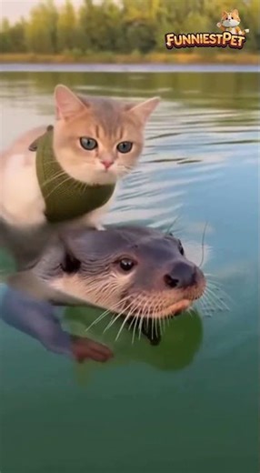 Cutest Friendship — Kitten and Otter Together! 🥺🦦