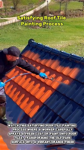 Satisfying Roof Tile Painting Process | Roof Restoration with Spray Technique