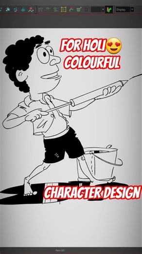 beautiful character design for Holi, quick drawing with pen tablet using 2D software. #quicksketch