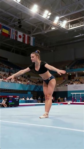 Gymnast's Stunning Split on Floor Exercise