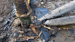 Oil leaking onto Mersey river bank