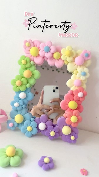 DIY Cute Clay craft ideas🪞🌸#diy #shorts #diyideas #clayart #craft