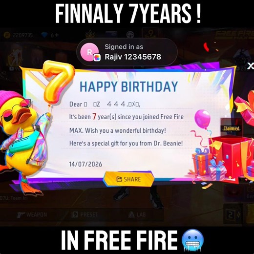 Finally I Got 7year Title!💀#shorts#viral#freefire#tondegamer#gaming#foryou#esports#reaction#ff