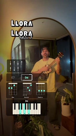 Llora Llora Milo J — Tutorial acordes y rasgueo fácil (ukulele, guitarra)