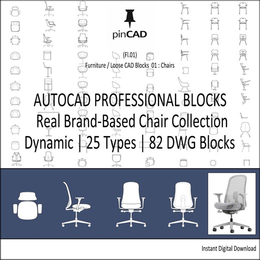 Buy Office & Home Chair CAD Blocks | Autocad 2D DWG Files | Plan Elevation Views | Digital Download Online in India - Etsy