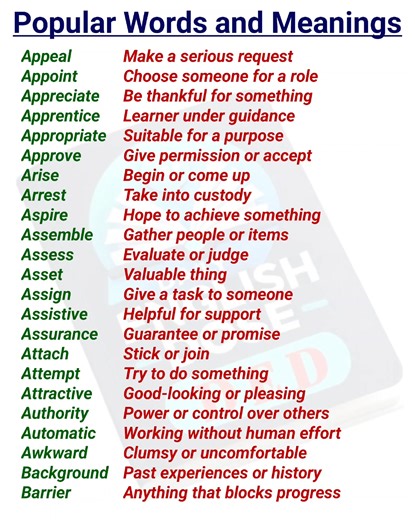 4.7K views · 60 reactions | Most Popular English Words with Meanings #learnenglish #vocabulary #ielts #words #English | Daily English Dose | Facebook