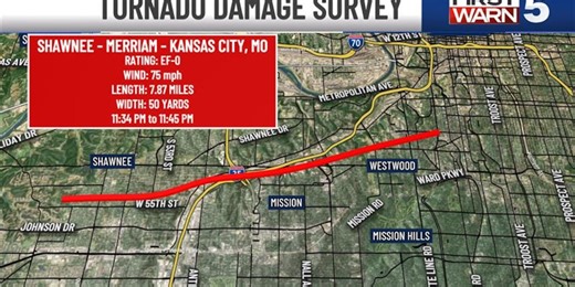 EF0 tornado touched down in Johnson County, Kan., crossed into Kansas City, Mo., NWS confirms