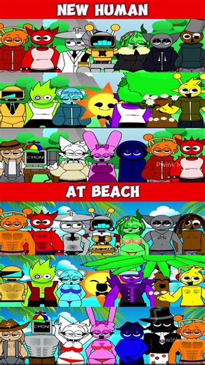 Incredibox Sprunki Retake New Human vs Human At Beach 🌴 All Character MIX