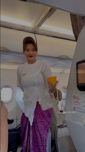Safety demonstration! Beautiful flight attendants using oxygen masks