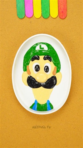 Luigi Super Mario Characters Color Mixing Art Shorts ❤️ #mariobros #game #satisfyingvideo