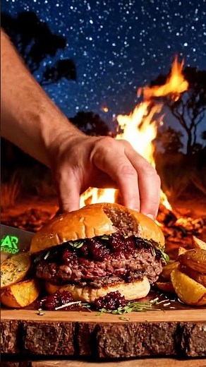 🔥 Australian Outback Burger 🦘 | Kangaroo Meat Roast with Beetroot Relish | Bushfire Camp Cook